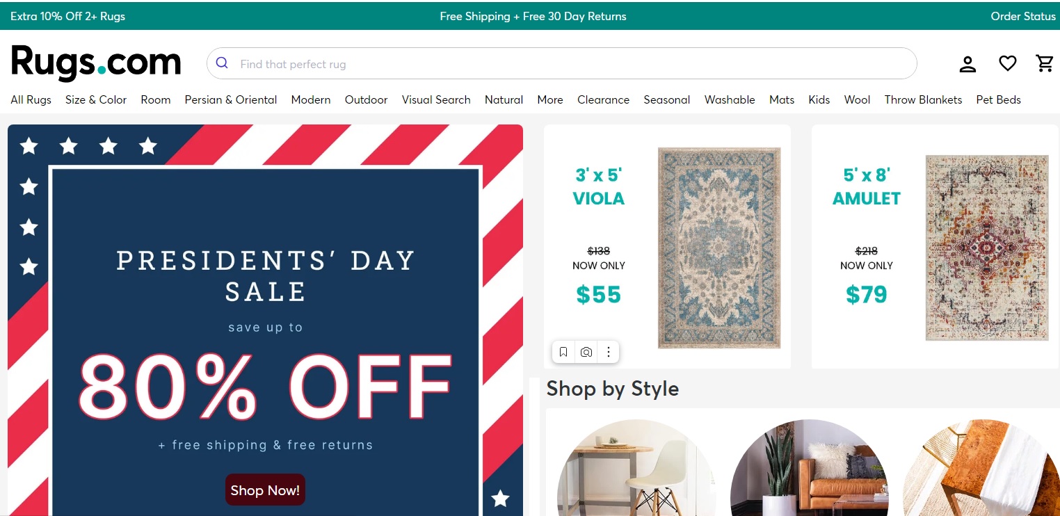 Интернет-магазин ковров Rugs.com в США