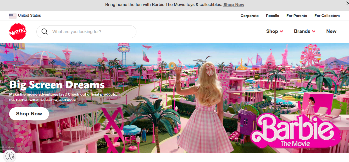 Shop.Mattel.com виртуальный мир игрушек в США