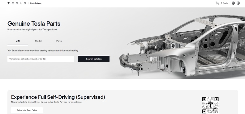 Сайт Tesla Electronic Parts Catalog